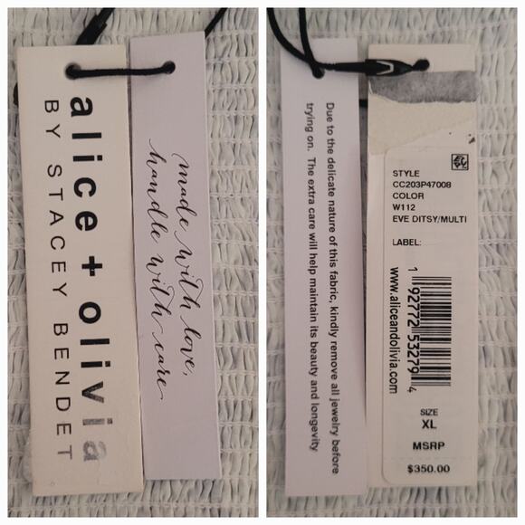 NWT Alice Olivia XL Blue Crawford Lace Up Smocked Top Milkmaid Country Cottage - Picture 7 of 9